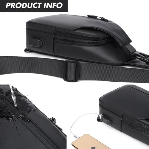 DAYELIVE Waterproof Sling Bag for Men Crossbody Bag Shoulder travel Backpack Sling with USB Charging Port Anti Theft Cross Body Bag Chest Daypack for Hiking Sports Running Women-Black