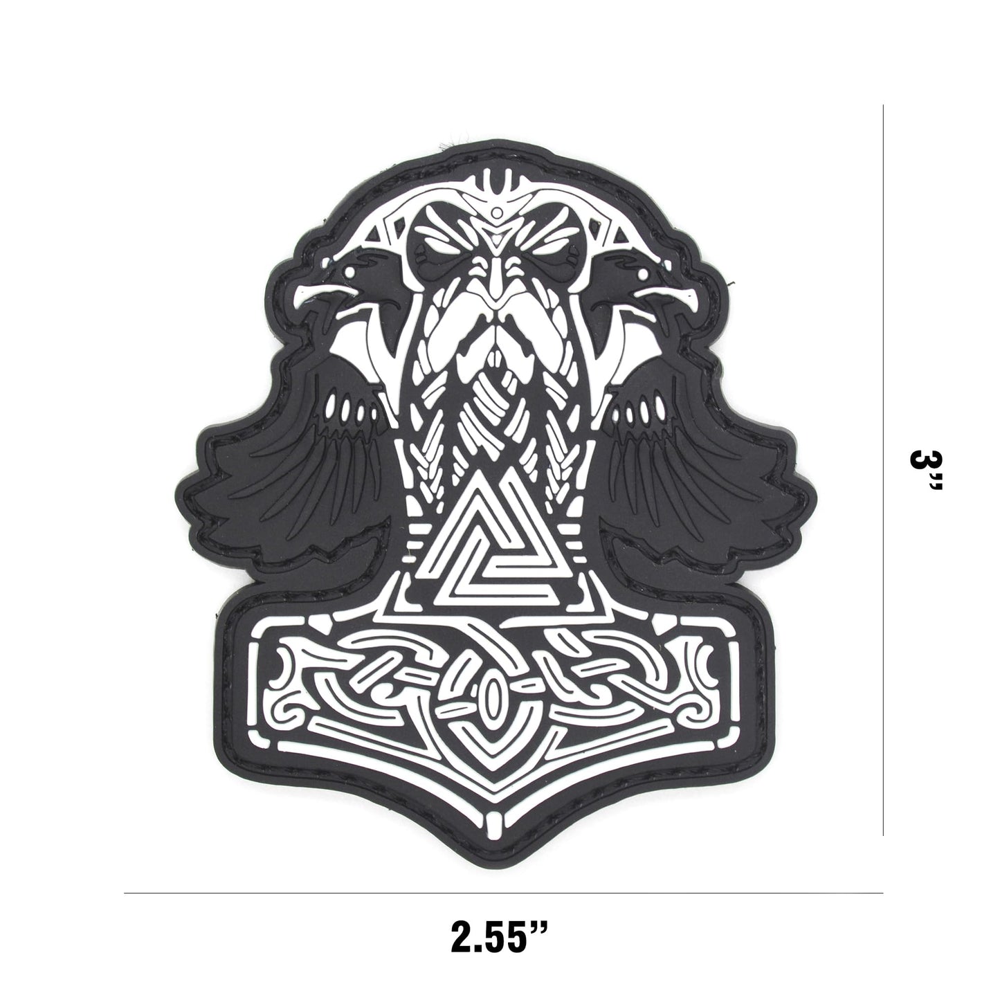 ATHIPATCHES Military Morale Patches - Norse Viking Set of 4 Pieces: Wolf, Thor Hammer Mjolnir, Odin Valknut Symbol Celtic Art, PVC Rubber Tactical Emblem with Hook and Loop Fastener Backing