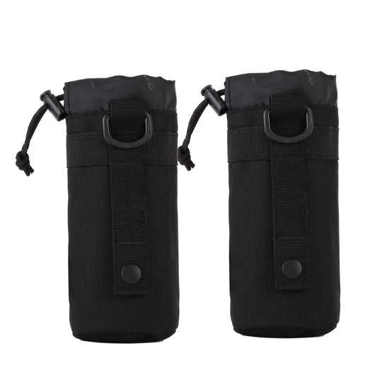 Lake Of Fire 2PCS Molle Water Bottle Holder Fits 10 to 15 Ounce Bottle,Nylon Tactical Water Bottle Holder for Backpack,Drawstring Open Top(Black)