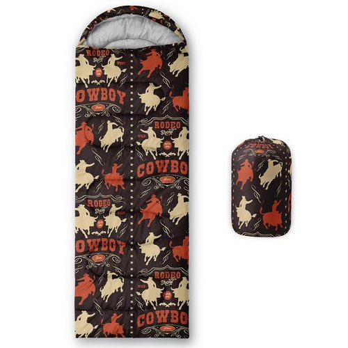 Smell Sunshine Kids Sleeping Bag for Boys Girls,Cowboy Print-Lightweight Warm Portable Outdoor Indoor-Waterproof Cold Weather Resistant Sleeping Bag for Camping Hiking(Cowboy)