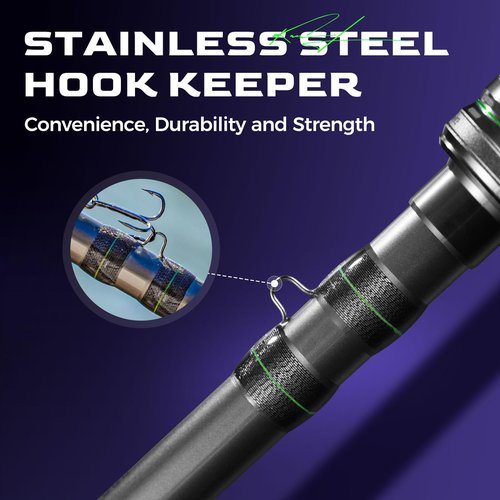 HANDING M1 Musky Fishing Rod 7'6'' Heavy Casting Rod with Fast Action 30T+24T Carbon Fiber SEAGUIDE RA Guide Rings for Northern Pike Catfish Striped Bass Snook