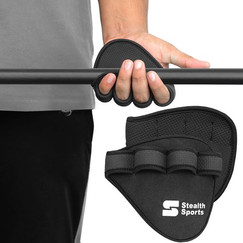 Stealth Sports Weight Lifting Gym Grip Pads Non-Slip Neoprene Pull Up Bar Pads Substitute of Workout Gloves Prevents Callus Tears–Calisthenics Fitness Weightlifting Grip Gloves (4 Loop)