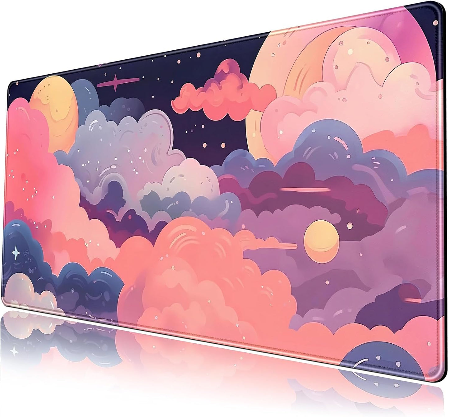 Japanese Desk Mat Riverside Full Moon Desk Pad Black Red Large Mouse Pad Gaming Mousepad Extended XXL Keyboard Pad 31.5 x 15.7 in Laptop Computer Mouse Keyboard Mat for Office Desk Decor