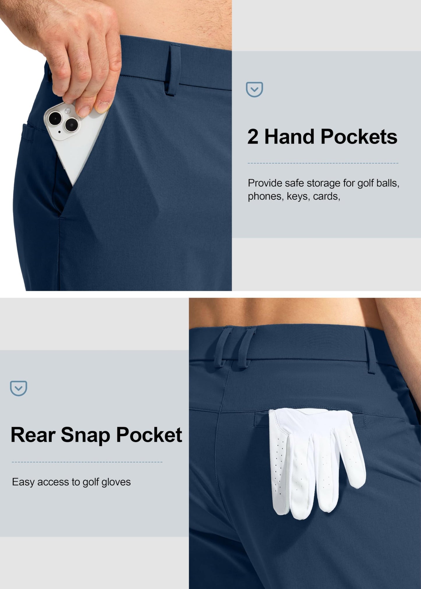Pudolla Dress Pants for Men Golf Pants Stretch Work Dress Comfy Pants 30 Lightweight Quick Dry Casual Slacks Trousers(Navy 33Wx30L)