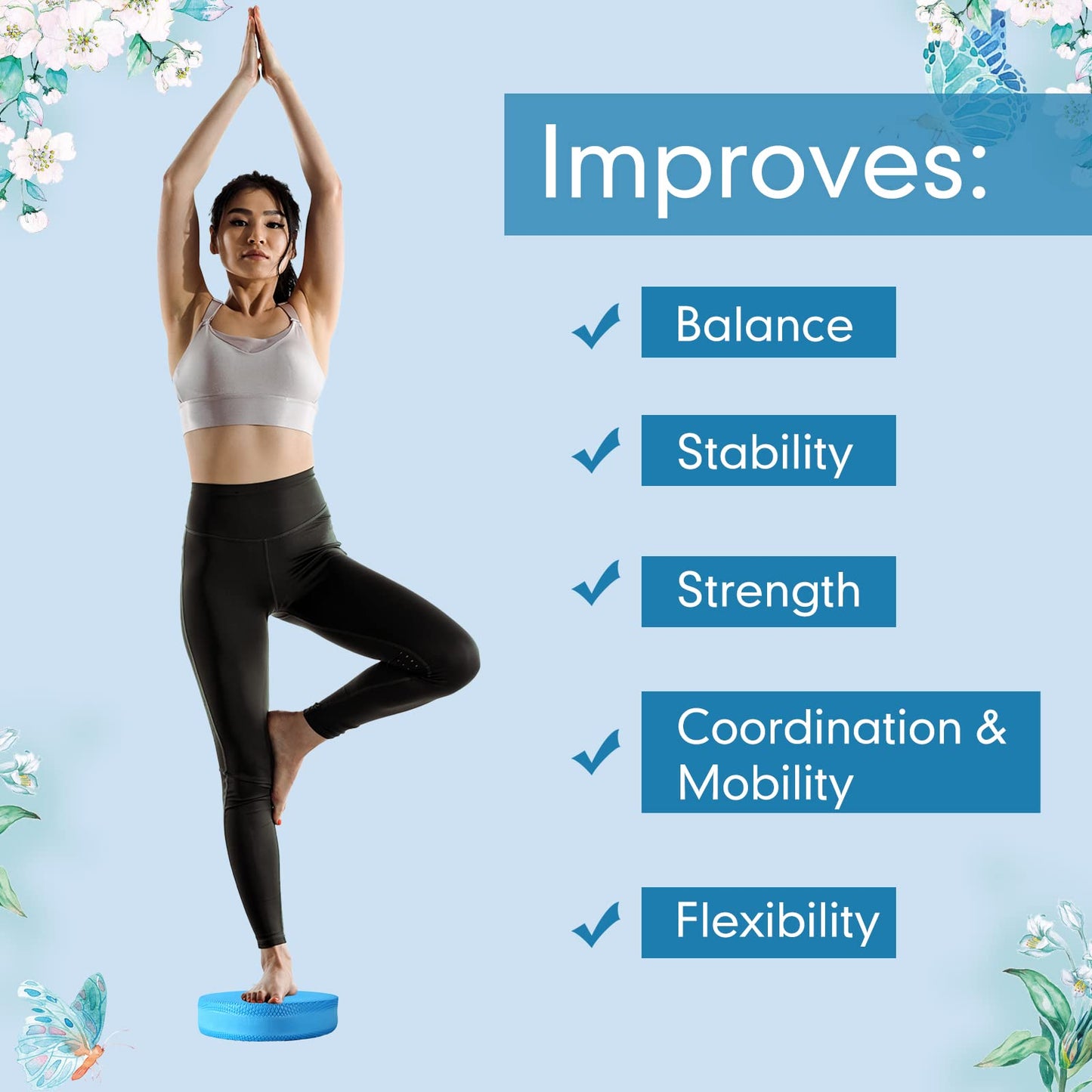 Hanaive 3 Pcs Foam Pad Balance Mat Pad Soft Yoga Stability Trainer mat for Physical Therapy Rehabilitation Core Strength Training Device for Women Men