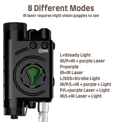 SMSlaser Purple Laser Sight + Infrared(IR) Laser Beam + 1200 Lumens Tactical Flashlight, Rifle Ar Laser, Airsoft Ar 15 Laser, Including Battery Charger and Remote Control Switch, Fit for AEG GBB CQB