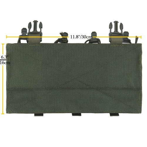 Quad 5.56 Magazine Pouch with General Purpose Pouches，Hook Backing Tactical Placard for Tactical Vest Chest Rig