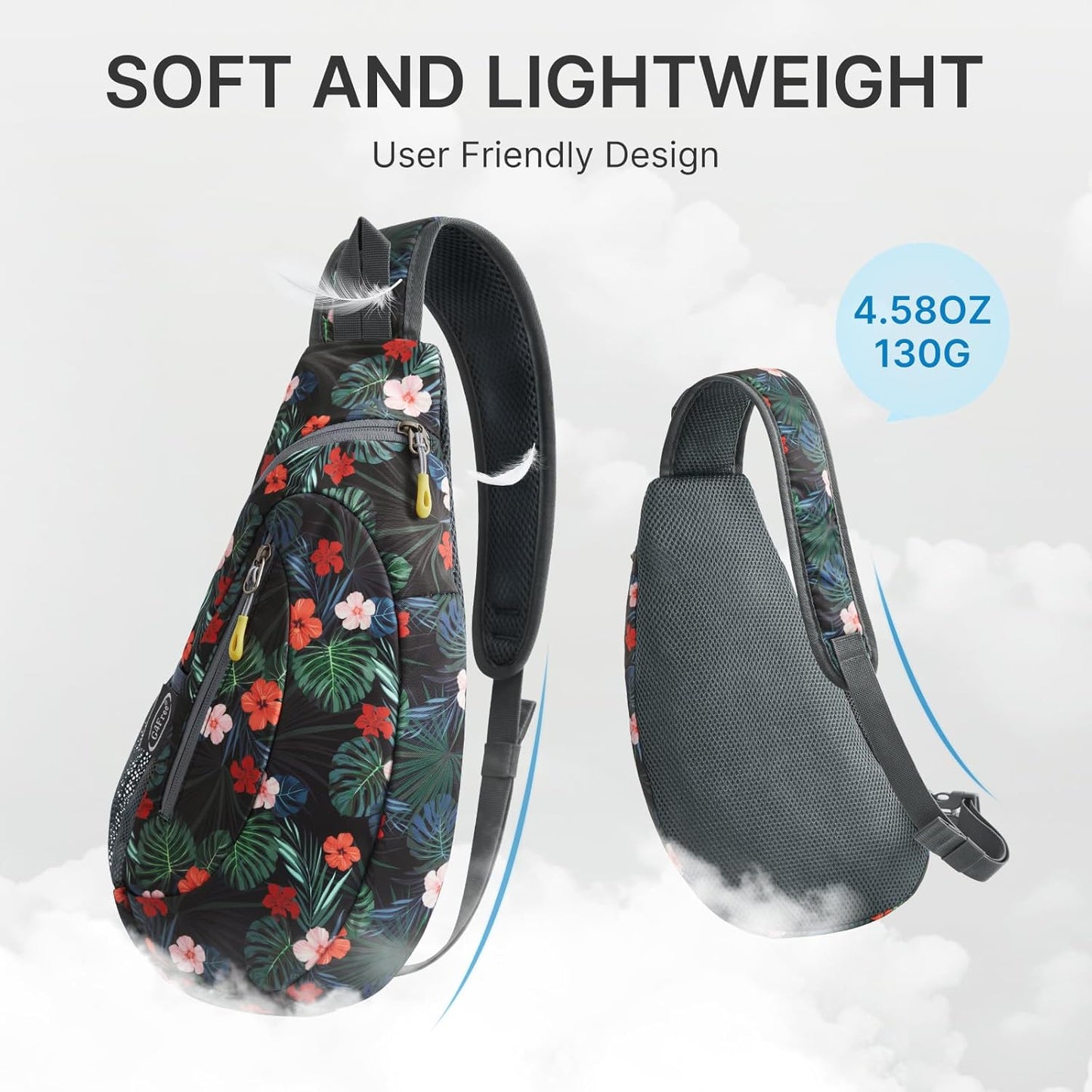 G4Free Sling Bag for Men Women, Small Crossbody Backpack Lightweight Chest Shoulder Bags for Travel, Outdoor and Sports (Black)