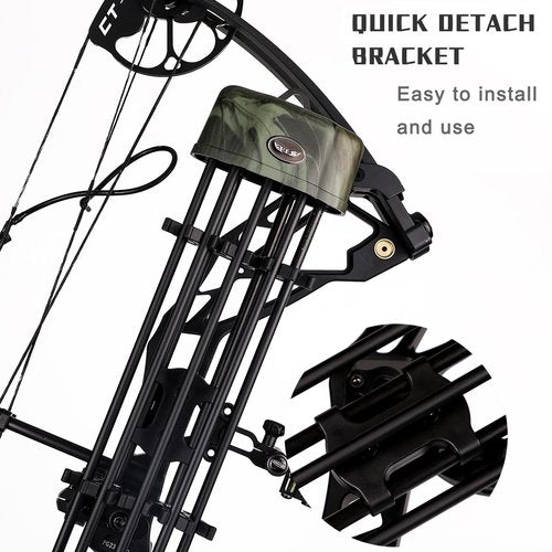 LWANO 5 Arrow Quiver,Archery Compound Bow Quiver for Hunting with Quick Release (camo)
