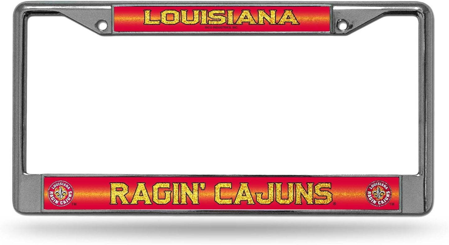 Rico Industries NCAA 12" x 6" Silver Bling Chrome Car/Truck/SUV Auto Accessory