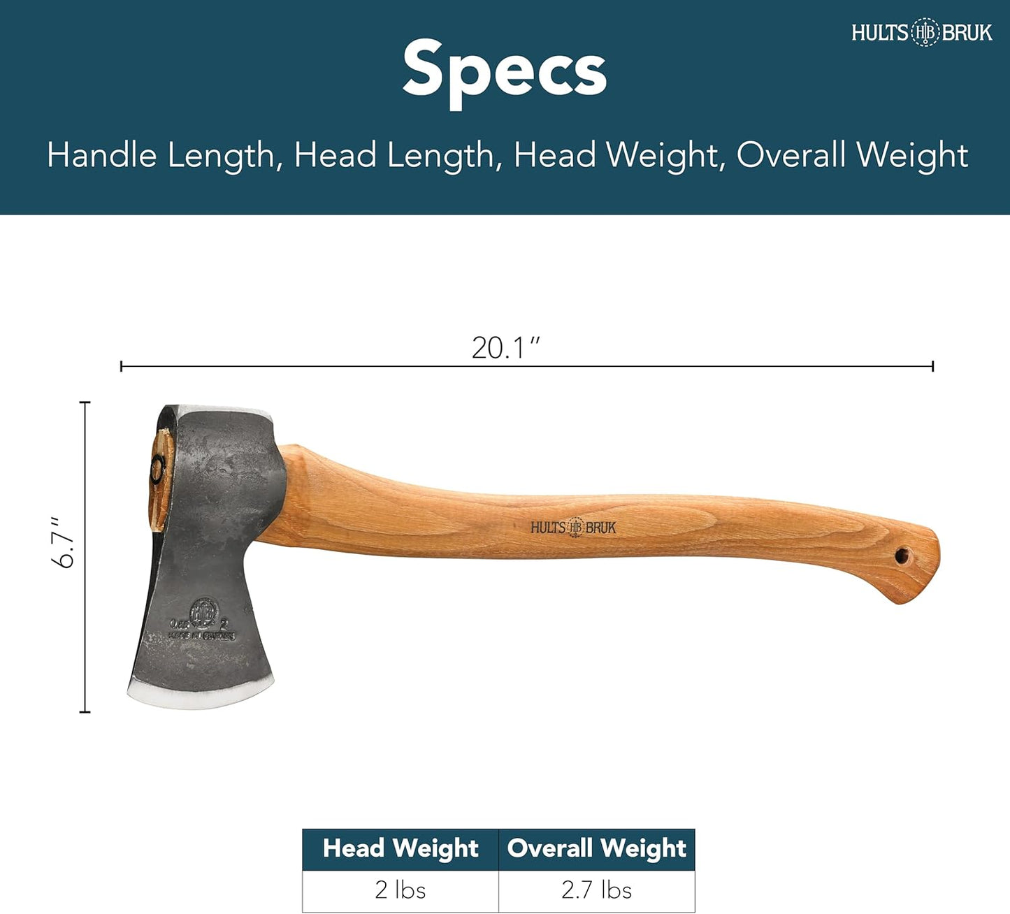 Aneby Hatchet by Hults Bruk - 2 lb Head, 20" Handle for Precision Cutting