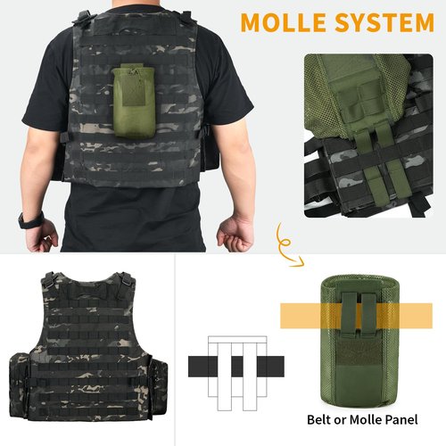 CamGo Tactical Dump Bag Molle Mesh Pouches Lightweight Range Compact Micro Drawstring Foraging Roll Up Foldable Recovery Ar Mag Tool Pack EDC Drop Net Storage Belt Bag (#01-Army Green)