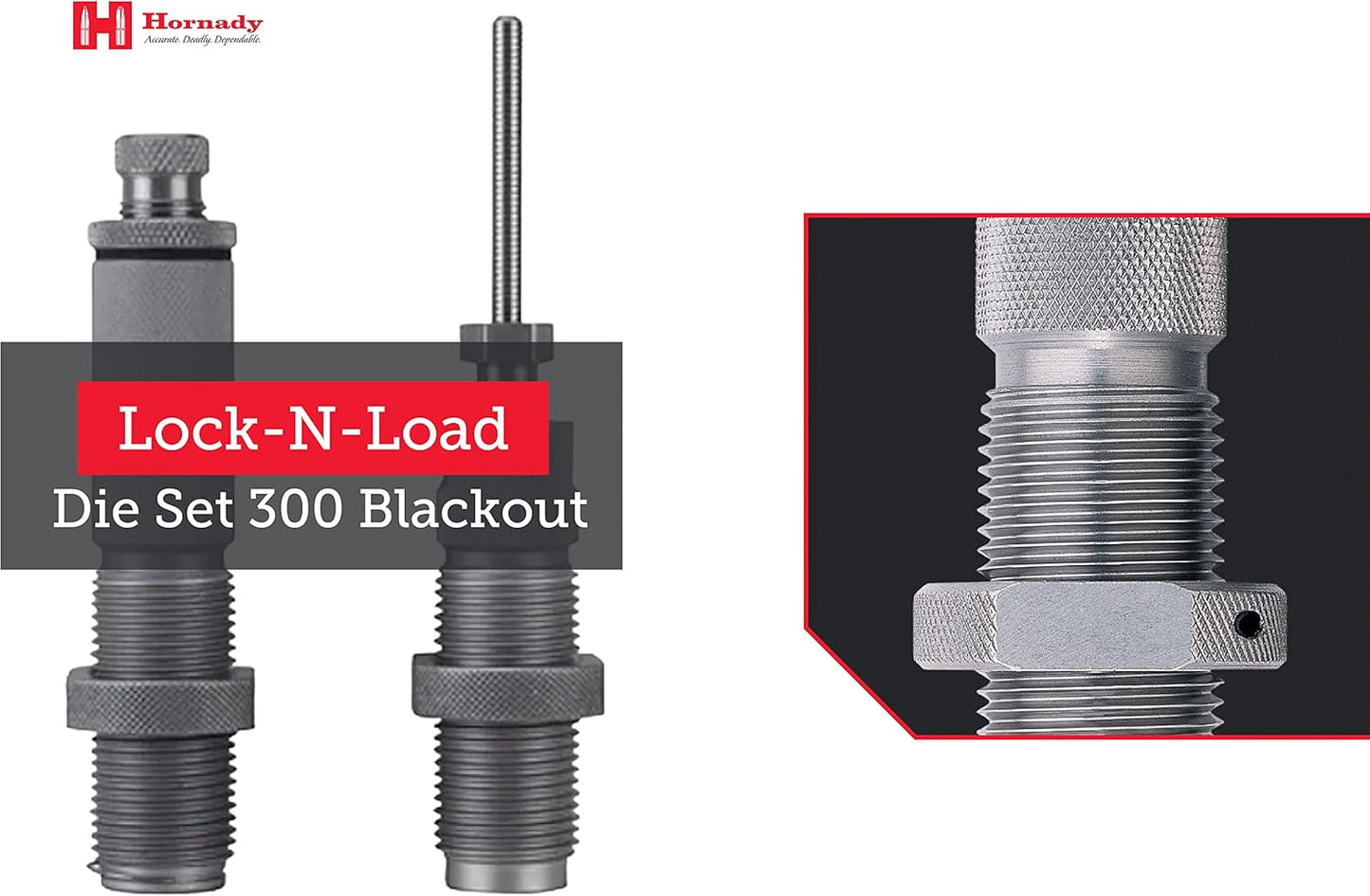 Hornady Custom Grade New Dimension 2-Die Set, 300 BLACKOUT (.308) (546349) - Caliber Specific Reloading Equipment for Handloaders with Full Length Sizer Die, Seating Die, Sure-Loc Rings, & Storage Box
