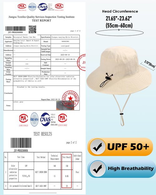 Water-Resistant Sun UPF 50+ Bucket Hat Protection Packable Brimmed Boonie for Women Men Summer Lightweight Hiking Outdoor Cap Beige