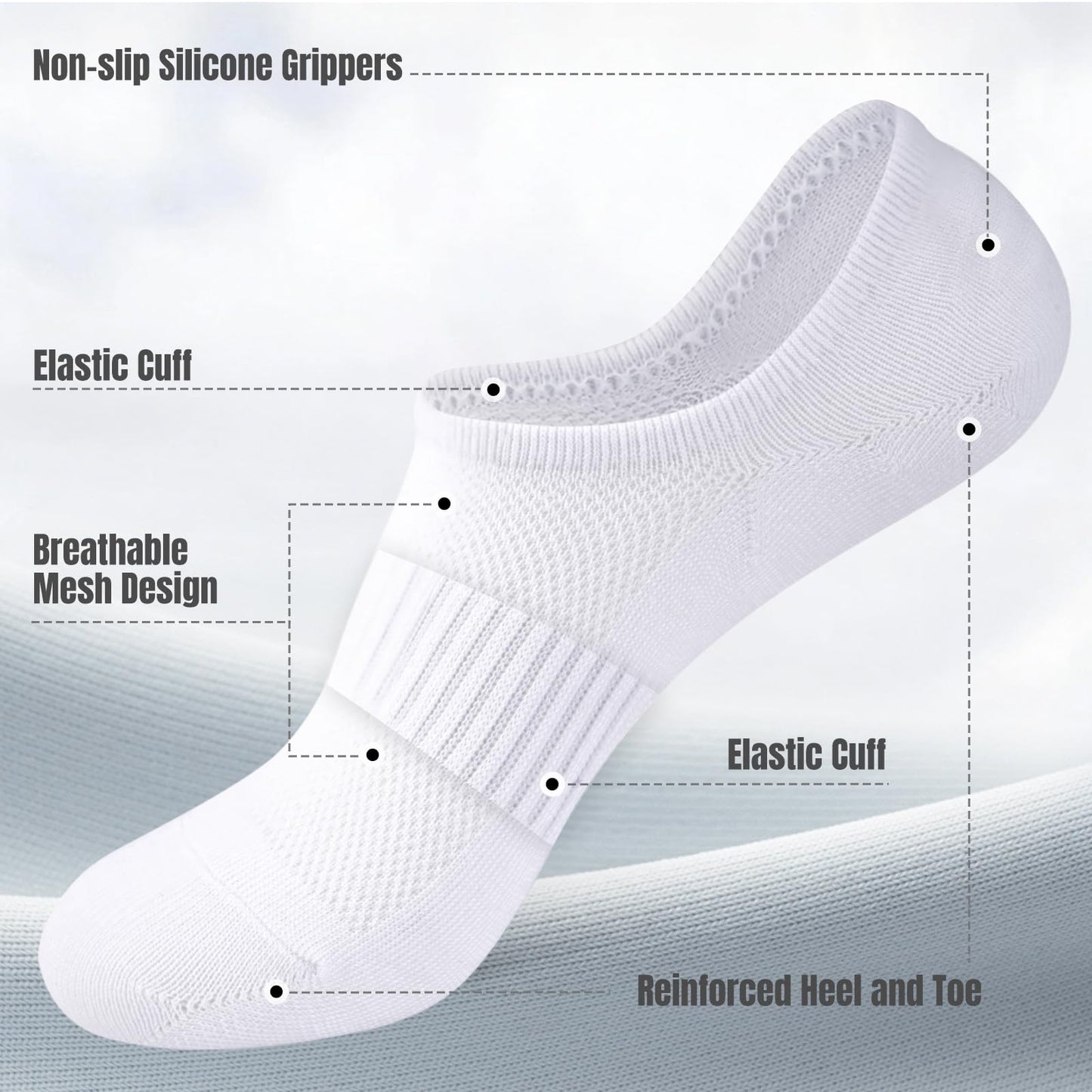 Horuru No Show Socks Womens for Canvas Sneakers,Invisible Athletic Low Cut Ankle Socks for Running Gym 6 Pairs