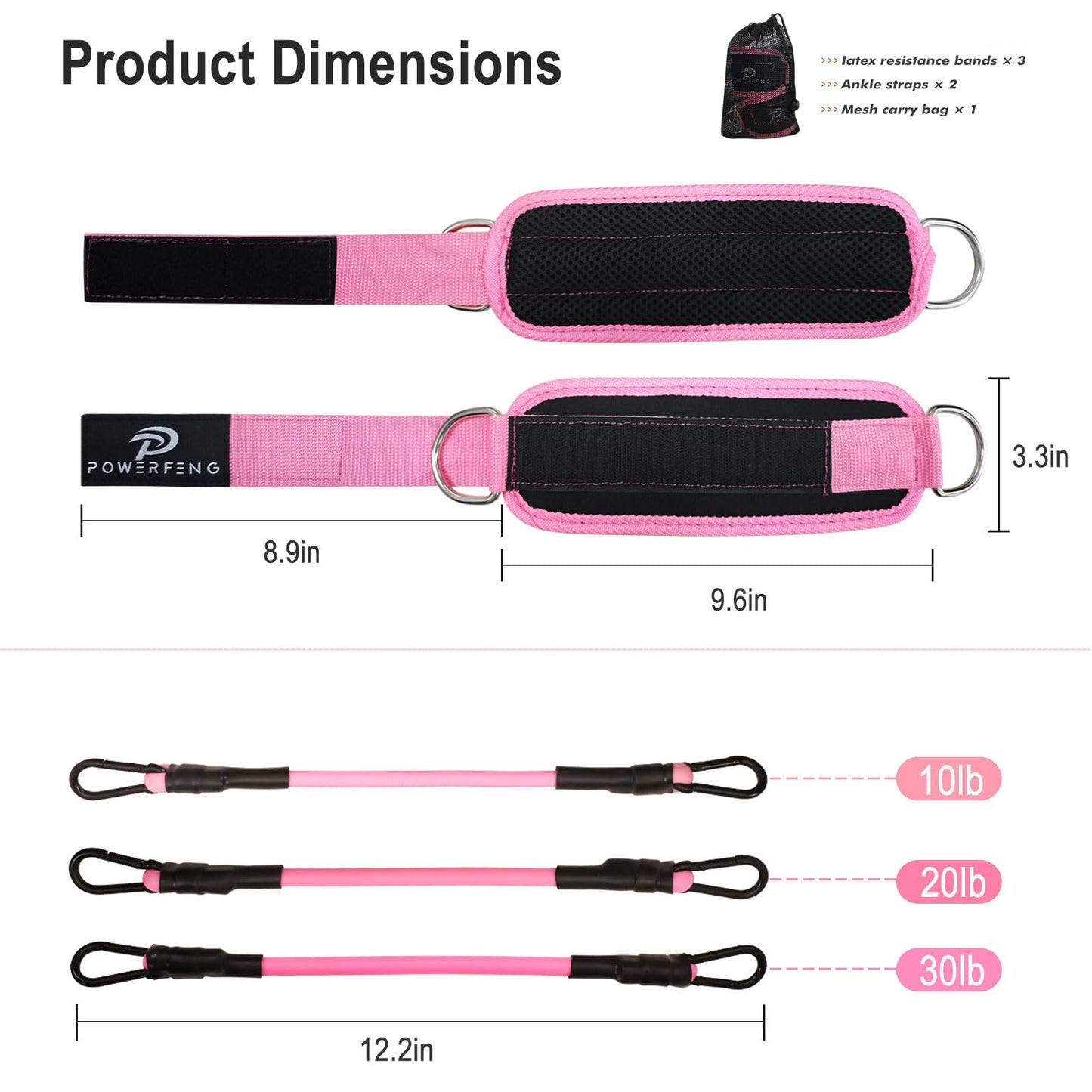 Ankle Resistance Bands with Cuffs: Women Ankle Strap Band for Working Out - Ankle Resistance Bands for Glutes Hip & Leg Butt Training Workout Exercise Equipment