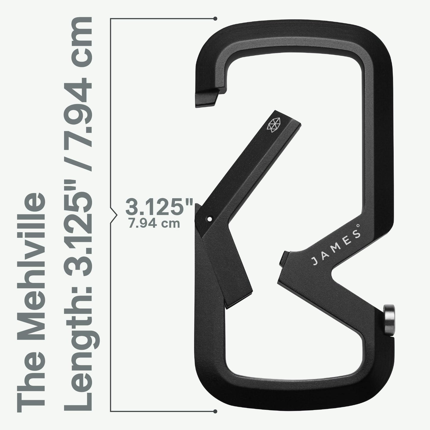 JAMES° Mehlville Machined Carabiner with Dual Compartment Design to Securely Lock Your Keys, Lightweight Single Body Construction for Everyday, Black