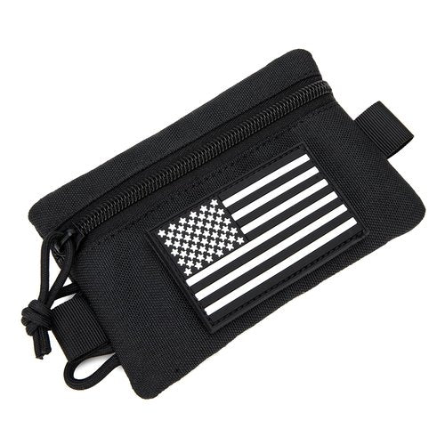 Tactical EDC Pouch Compact Mini Molle Utility Pouch Accessories Organizer Bags Coin Purse Keychain Pockets Adjustable Neck Lanyard Holder for Waist Pack (1 pcs Black)