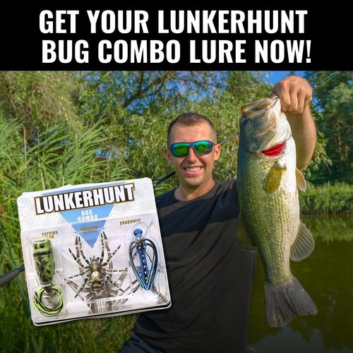 LUNKERHUNT Top Water Fishing Lures | Baits for Bass Fishing | Realistic Fishing Bait with Resistent Skirts | Weedless bass Fishing Lures for Freshwater and Saltwater | Easy to Use. (Bug Combo)
