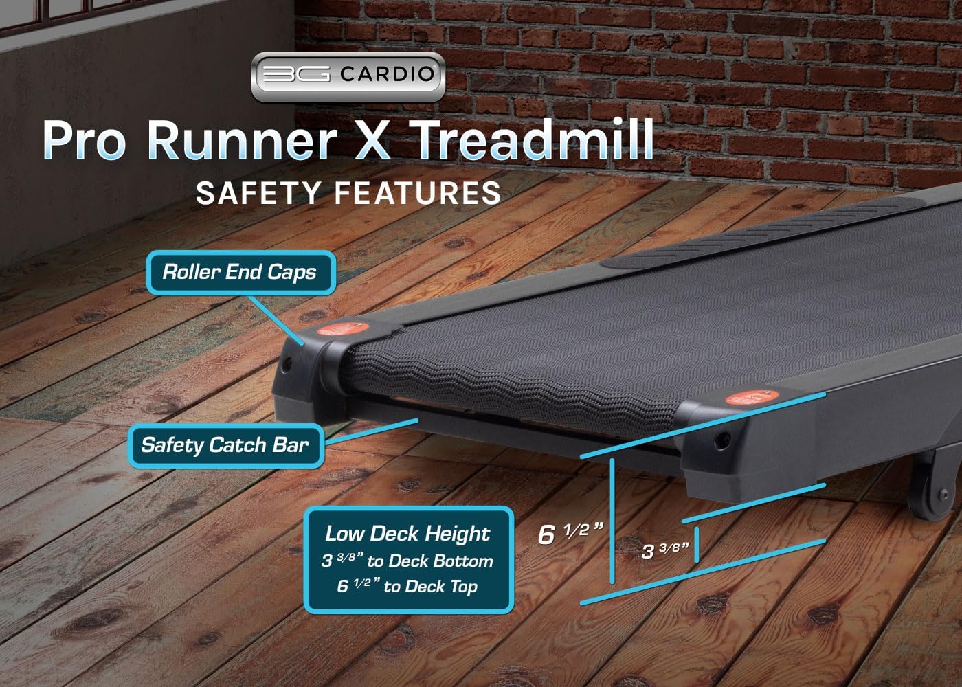 Pro Runner X Treadmill - Heavy Duty Home Construction - FreeSync FTMS Bluetooth Connectivity - Low 6.5" Step-up Height - Foldable Compact Storage - Orthopedic Belt - 350 lb Capacity