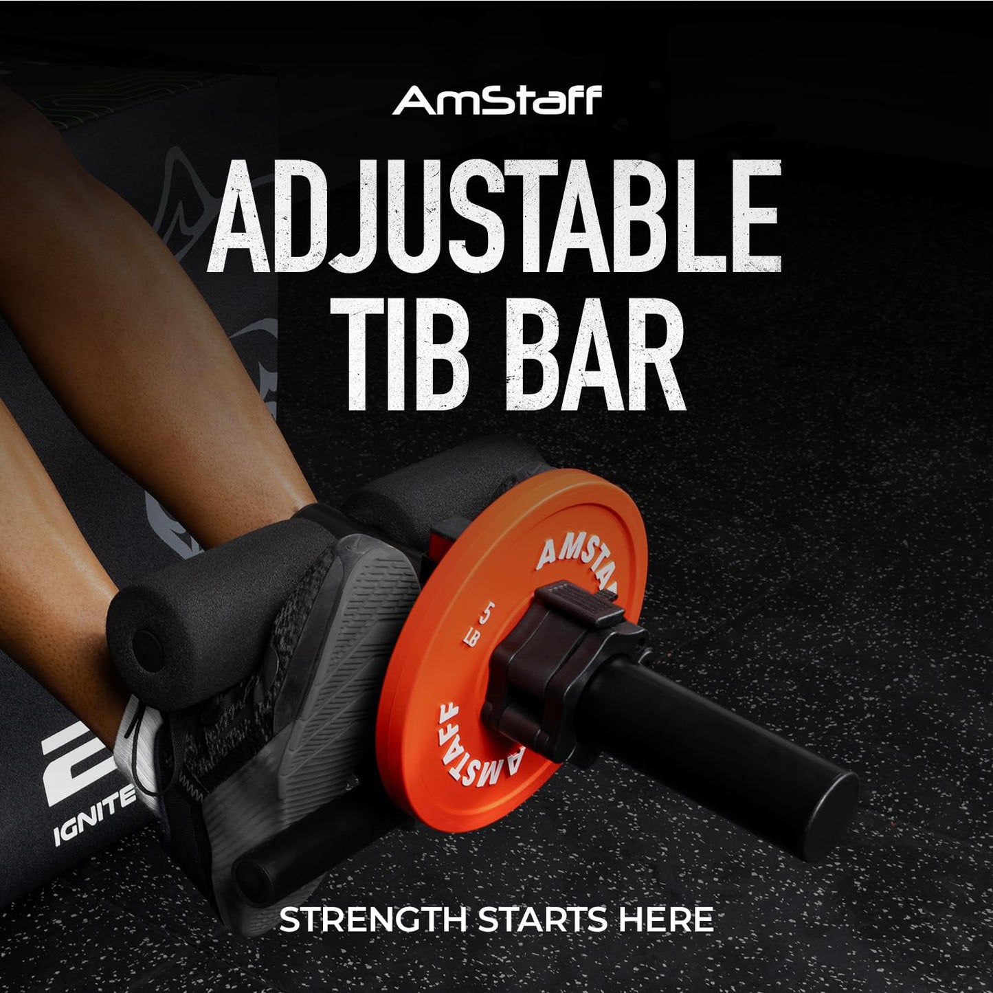Amstaff Fitness Adjustable Tib Bar - Tibialis Anterior Trainer with Durable Steel Construction & Comfortable High-Density Foam - Perfect for Home & Professional Gyms