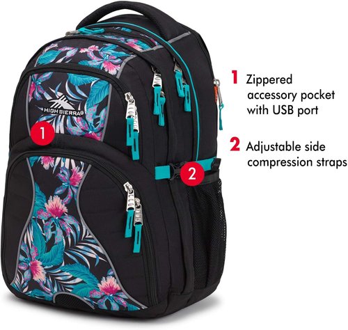 High Sierra Swerve Laptop Backpack - Crimson/Black, Versatile One Size for Travel & School