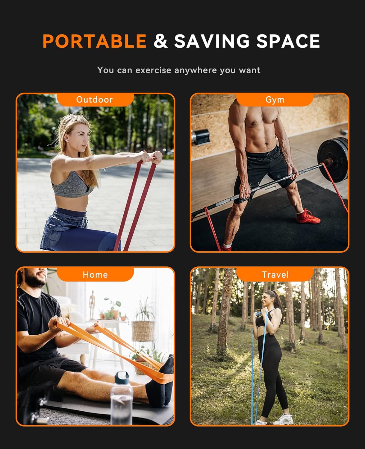 SUNPOW Pull Up Assistance Bands - Set of 5 Resistance Heavy Duty Workout Exercise Stretch Fitness Bands Assist Set for Body, Instruction Guide and Carry Bag Included
