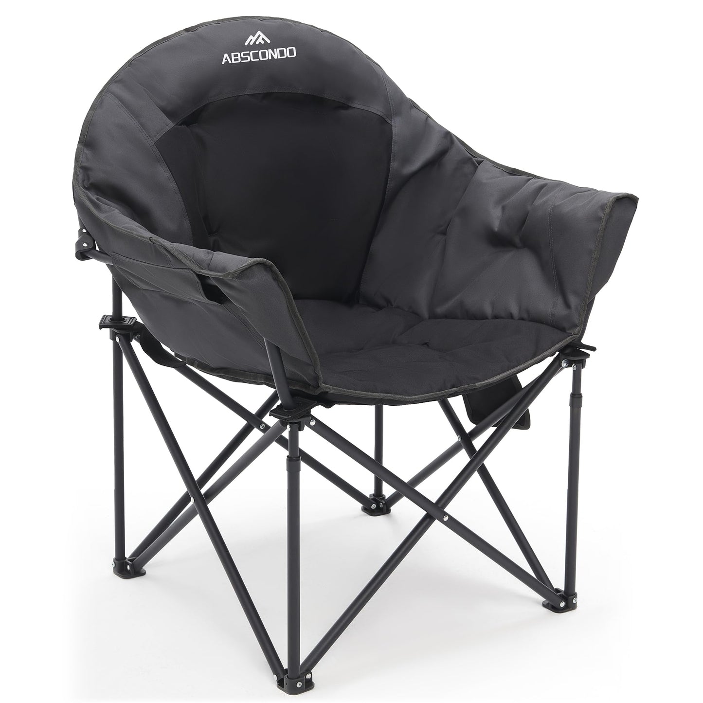 ABSCONDO Camping Chairs, Padded Camp Chairs for Heavy People, Oversize Outdoor Folding Chairs with Adjustable Angled Backrest, Lawn Chairs Folding Supports up to 350lbs