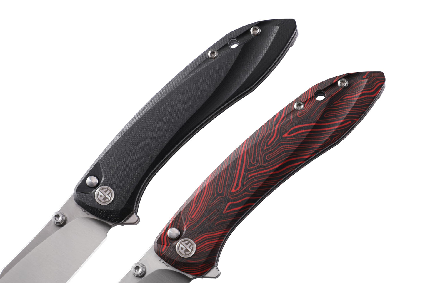 Petrified fish PFE08 Grow Folding Knife,3.62" K110 Satin Blade, 3.8oz G10 Handle Button Lock Pocket Knife for EDC (Black G10)
