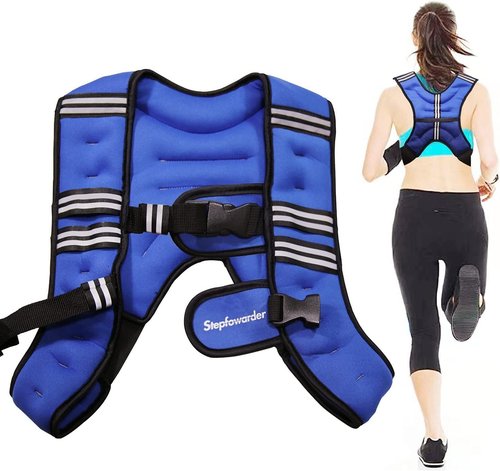Stepfowarder Weighted Vest, 6Lbs/12Lbs Weight Vest with Reflective Stripe for Training Workout, Running, Fitness, Jogging, Cardio, Walking (12.0Lbs - Blue)