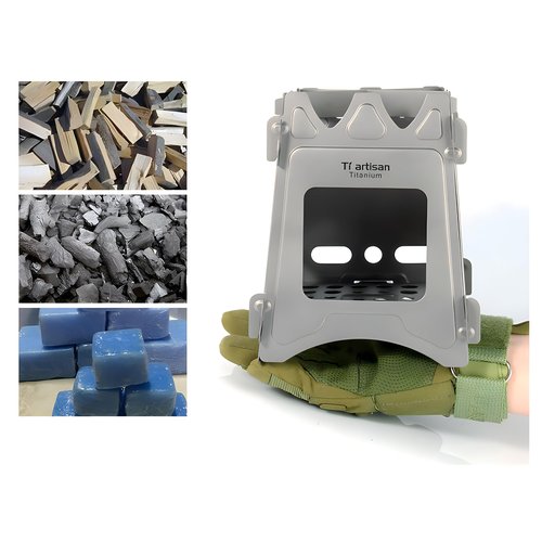 Titanium Wood Burning Stove, Camping Stove, Foldable Titanium Portable Backpacking Stove for Outdoor Camping Picnic BBQ