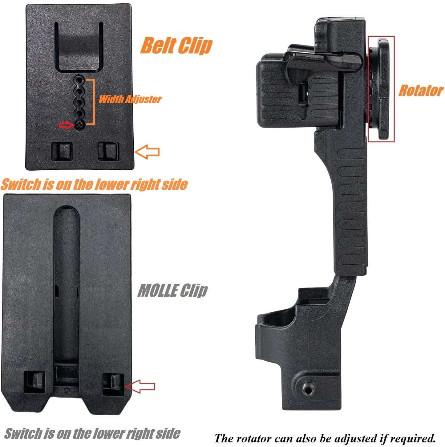 TACNEX Quick Release Baton Holder w/Duty Belt Clip Rotatable Police Baton Holster 16"-21"-26" Telescopic Baton Carrier ASP Baton Carry Case Expandable Baton Flashlight Support Stand for LE Security