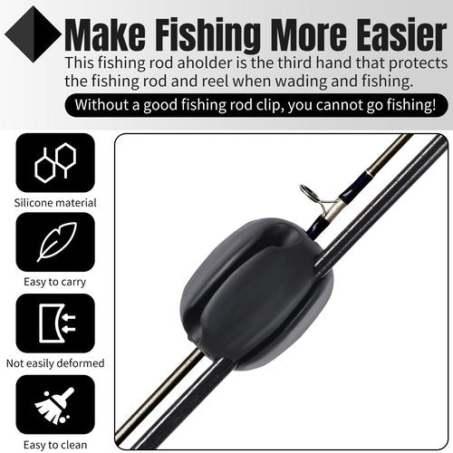 Blueweenly 12 Pcs Portable Silicone Fishing Pole Rod Holder Clips Fixed Ball 5 Holes Multifunctional Rubber Fishing Pole Puller Clips Bike Rod Holder Straps for Travel Ground Car Bike(Black)