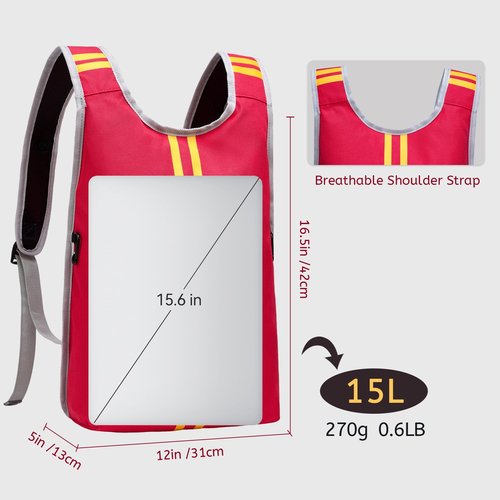 OMOUBOI Lightweight Gym Backpack for Unisex, Small Backpack for Sports, Cycling Backpack for Short Journey, Mini Backpack Fit for Running, Cycling(Red), Medium