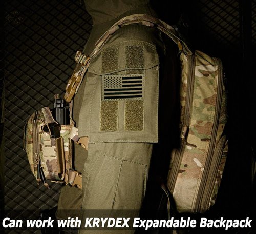 KRYDEX Tactical Chest Rig with Triple 5.56/7.62 Mag Pouch Insert 9mm Mag Pouches and X Harness (MC)