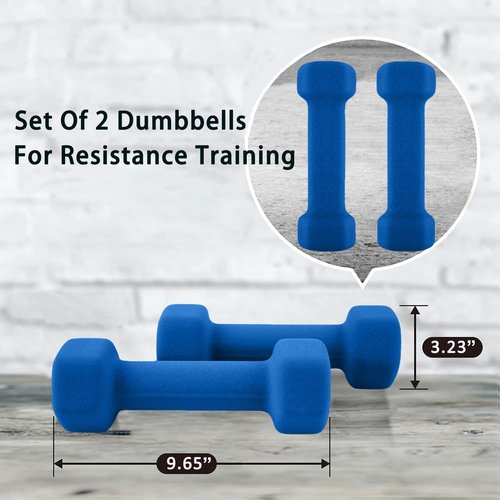 doubob Weights Dumbbells set of 2 Fitness for Man Woman Home Gym Health Exercise 10LB Blue Rubber Hex Dumb Bells