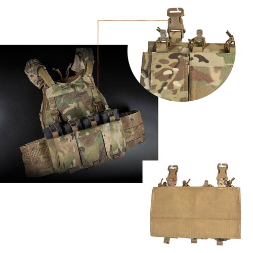 Elastic Quadruple Pack Mag Pouch Tactical Magazine Pouch with Utility Pouch Hook-and-Loop on The Back (CP)