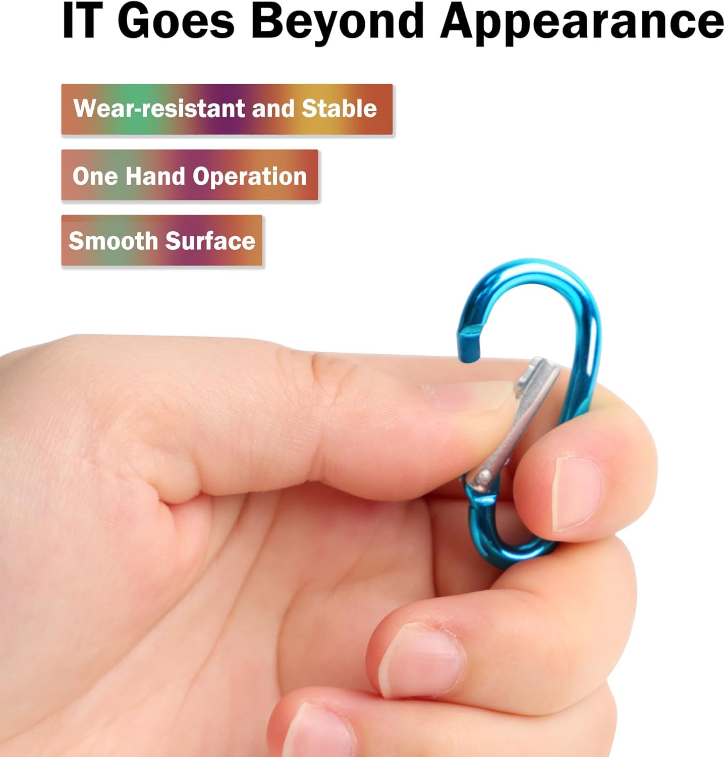 Teal Aluminum Carabiner Keychain Clips - 5PCS Spring Snap Hooks for Outdoor Gear