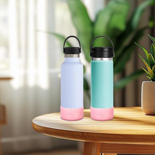 Chivixe Protective Silicone Boot Compatible with Stanley Tumbler 20-40oz Hydro Flask Water Bottle 12-24oz and More Bottles Tumblers Accessories for 2.8-2.95in Bottom, Bling Anti-Slip Sleeve Cover,Pink