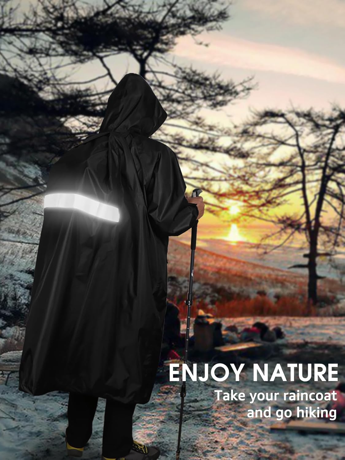 ANYOO Hood Rain Poncho Waterproof Lightweight Raincoat for Men Women Adult with Pocket for Hiking Camping Outdoor Activities