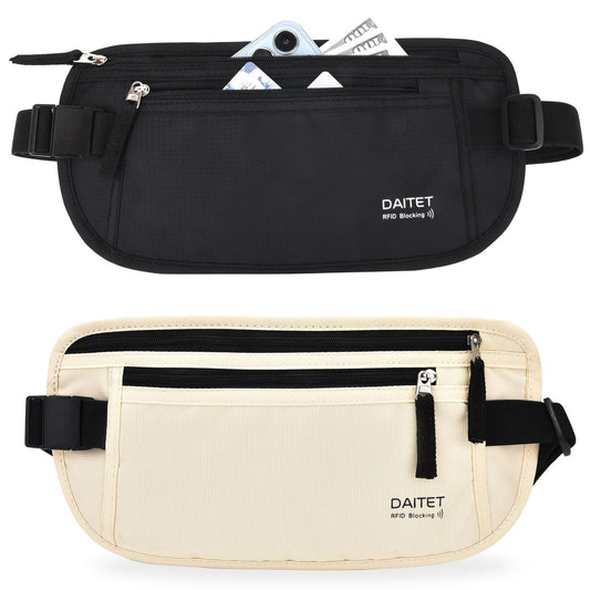 Money Belt for Travel - RFID Slim Passport Holder Travel Pouch Concealed， Anti-theft