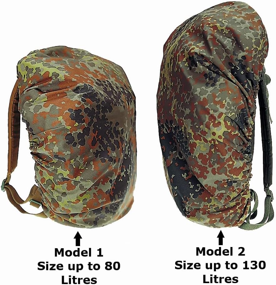 Mil-Tec Flecktarn Rucksack Waterproof Camouflage Cover for Hunting Fishing Backpack size up to 130 Liters