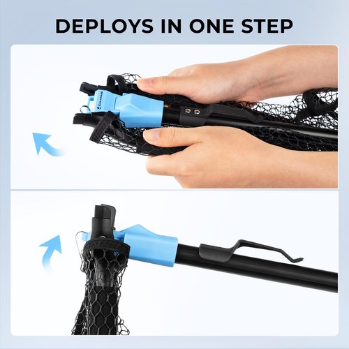 Calamus Triangle Floating Fishing Net, Lightweight & Strong Fishing Net with Non-Slip Elastomer Handle, Fish Friendly PVC Coated Nylon Net, Built-in Elastic Lanyard and Belt Clip