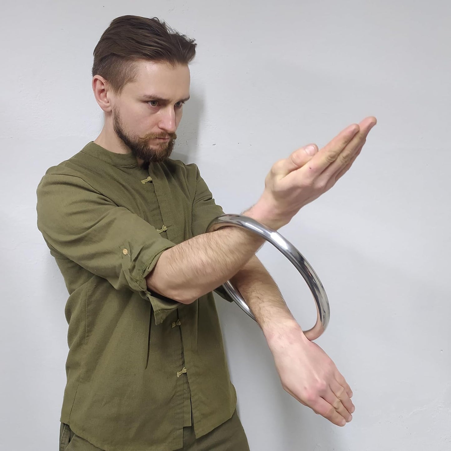 HYOUT Wing Chun Stainless Ring Yewen Sau Sticky Hand Strength Training Tsun Siu Lum Kung Fu Self Defense