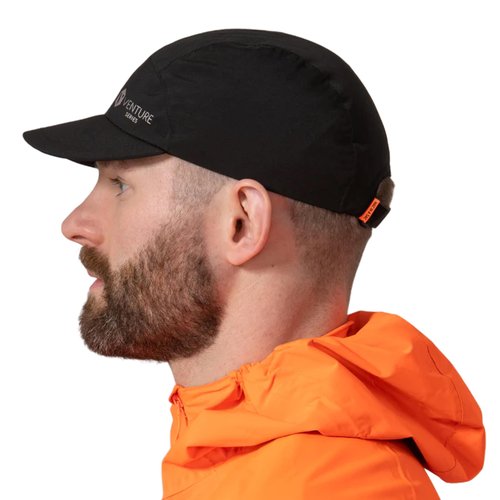 Mac in a Sac Ultralite Men's Running Cap - Highly Waterproof and Breathable - Reflective Detailing and Sun Protection - Jet Black