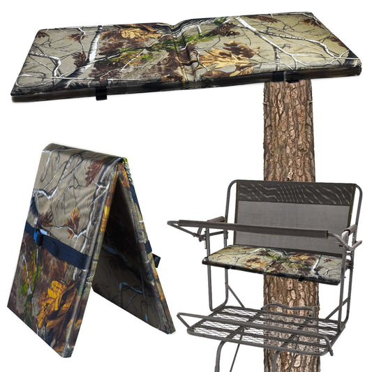 Foldable Two Man Tree Stand Replacement Seat 33.5''×13'' Tree Stand Seat Cushion Portable Double Treestand Seat Pad Waterproof Ladder Stand Seat Cushion for Deer Hunting Camping Outdoor Activities