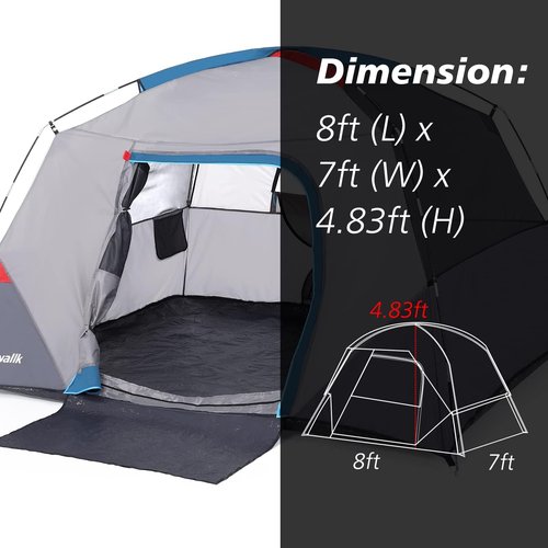 Camping Tent, Tent for Camping, Easy Set up Camping Tent for 4 Person Outdoor Traveling, Light Blue