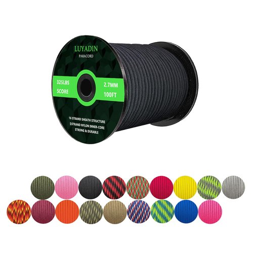 LUYADIN Paracord 325lb Diameter 2.7mm - 5 Strand Parachute Spool Cord - 100ft 200ft,Paracord for Camping,Hiking,Fishing,Outdoor and DIY