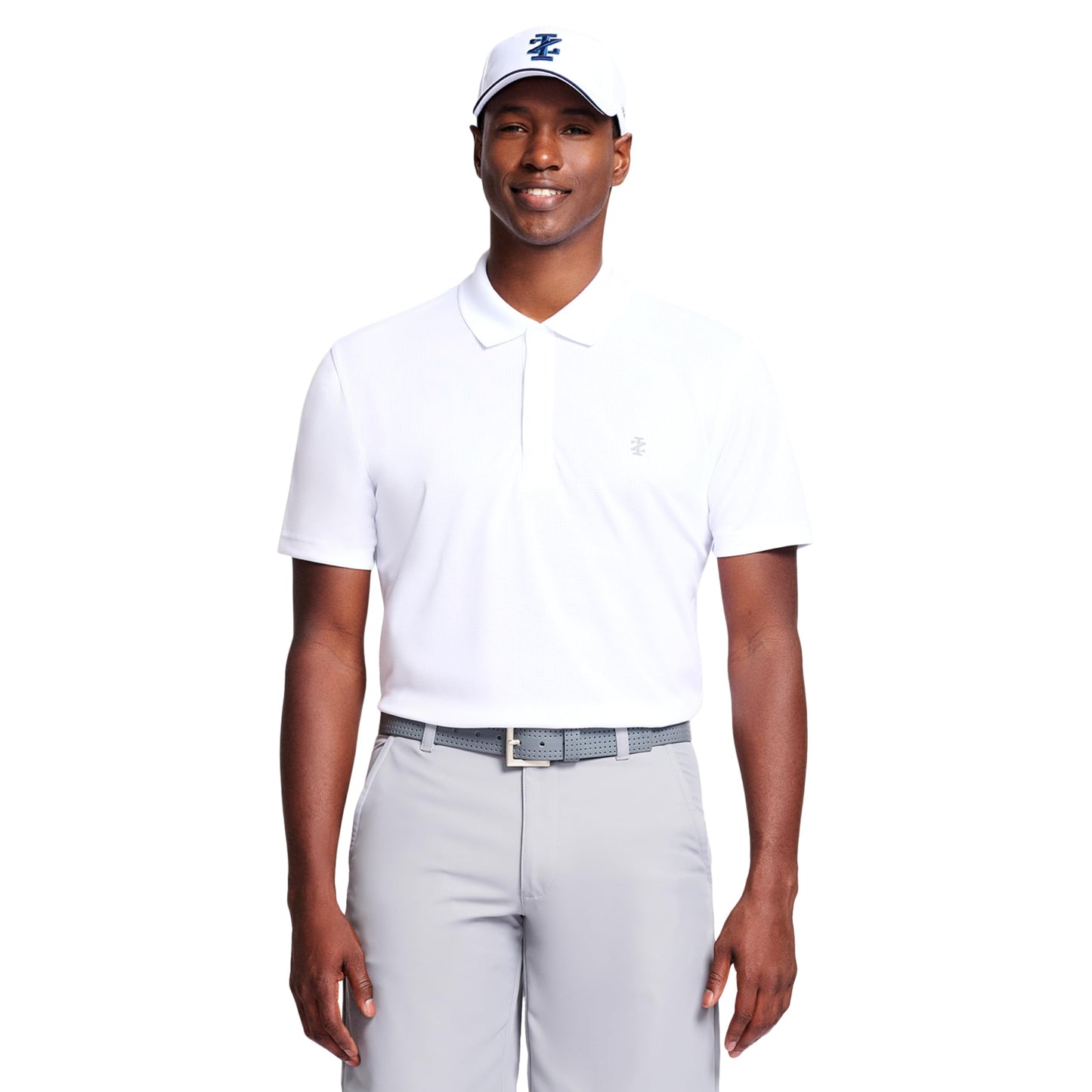 IZOD Men's Performance Golf Grid Polo, Bright White, Large