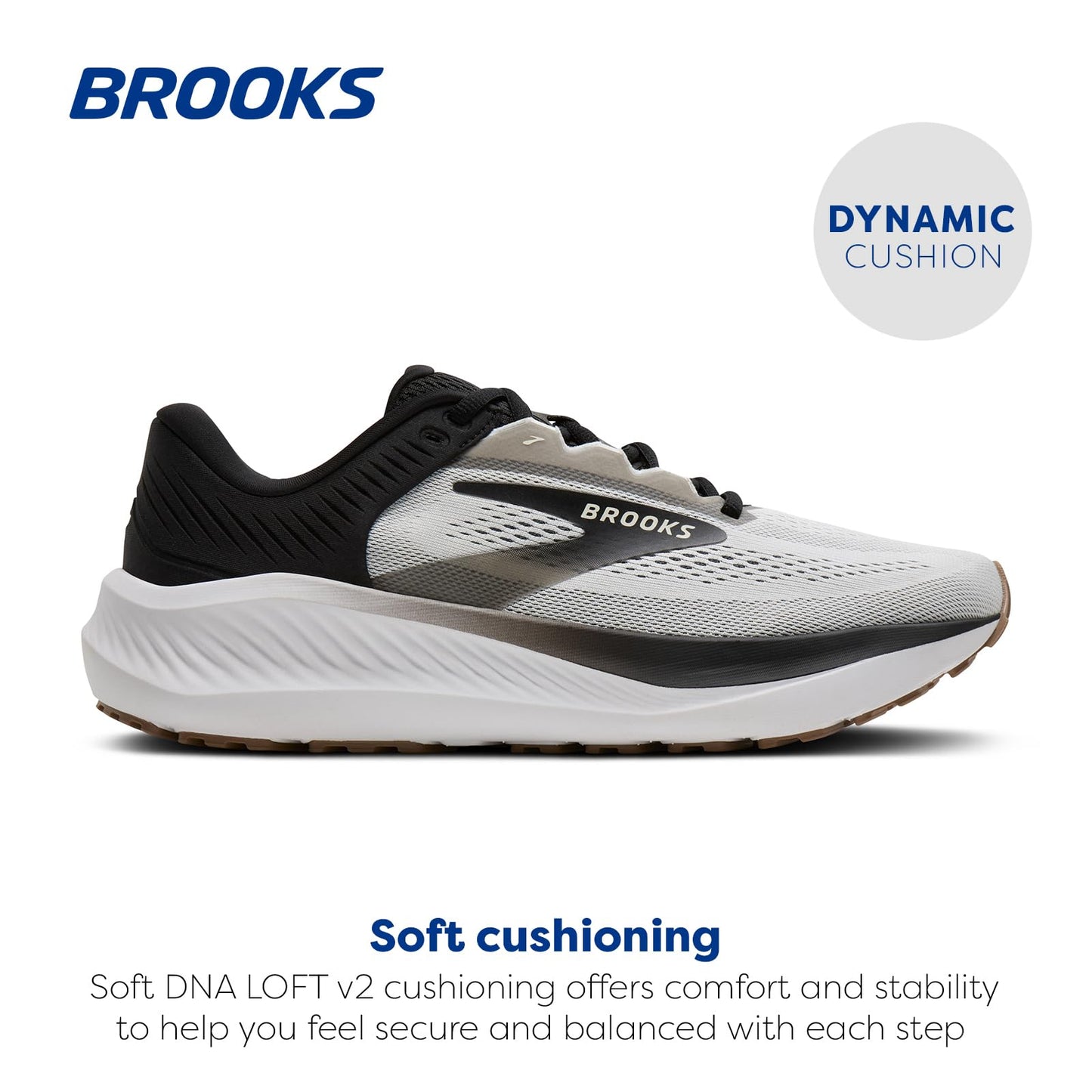 Brooks Men’s Anthem 8 Neutral Running Shoe - White/Black/Tan - 12 Medium